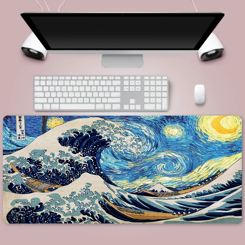 

The Great Wave off Kanagawa Mouse Pad Anime Mousepad Gamer 80x30cm Kawaii XL Locking Edge Laptop Notebook Desk Mat
