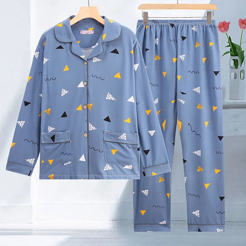 Pajamas Women Spring Autumn Sleepwear Set Long-Sleeve Cardigan Korean Winter Ladies Two-Piece Suit Plus Size Home Clothes M-5XL