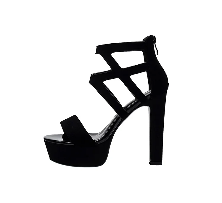 

Hentian high sandals women's 12cm super high heel back zipper thick soled shoes spring and summer 2020 small frosted