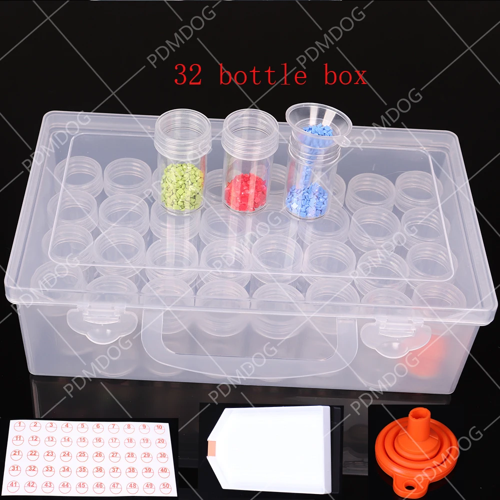 

28/32/64 Bottles Square Diamond Painting Storage box Diamond Painting Accessories Beads Container Mosaic Storage boxes Tools