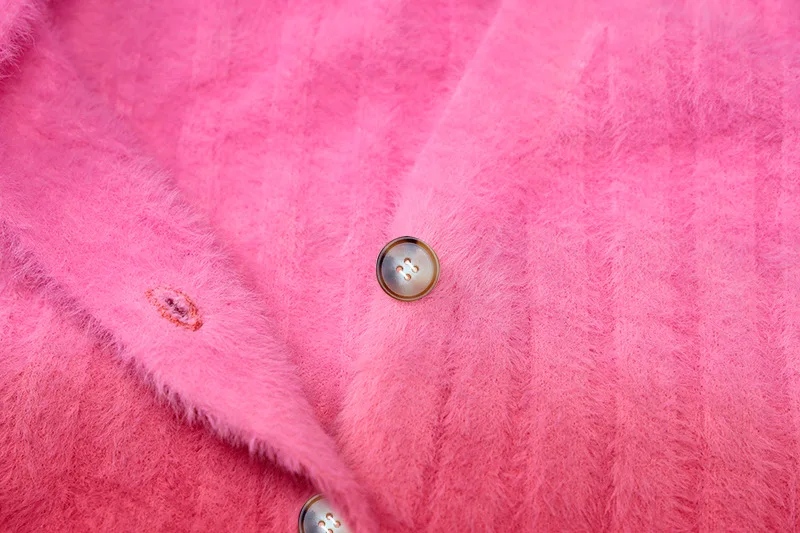 

Shestyle Gradient Pink Sweaters Women V Neck Cardigans Open Stictch Woolen Crop Tops Comfortable Stretchy Autumn Fluff Soft