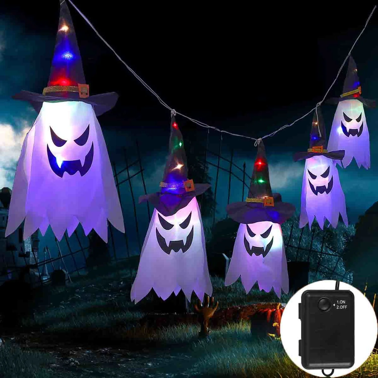 

Украшение на Хэллоуин, светодиодная гирлянда, работающая от батареек, яркая Праздничная гирлянда, светящееся украшение для вечеринки волше...