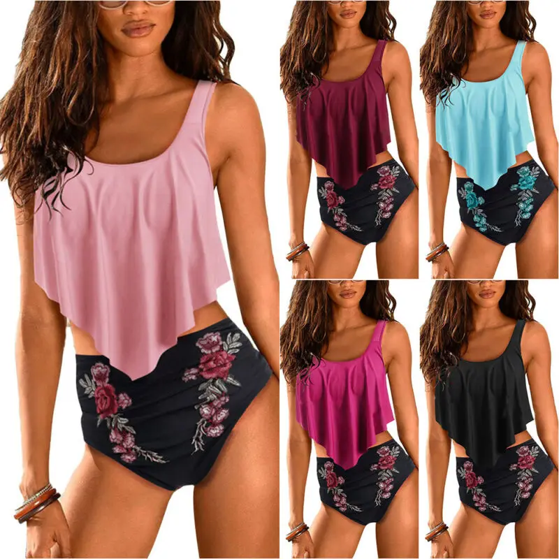 

Womens Tankini High Waist Bikini Set Swimsuit Summer Holiday Beachwear Swimwear