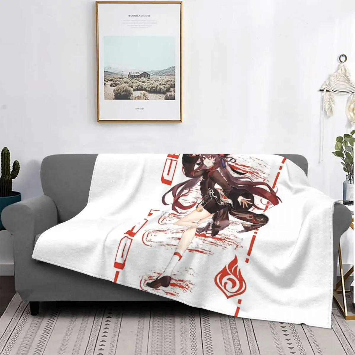 

Genshin-Manta de impacto Hu Tao, colcha a cuadros para cama, sofá, manta de verano, alfombra de oración Islámica