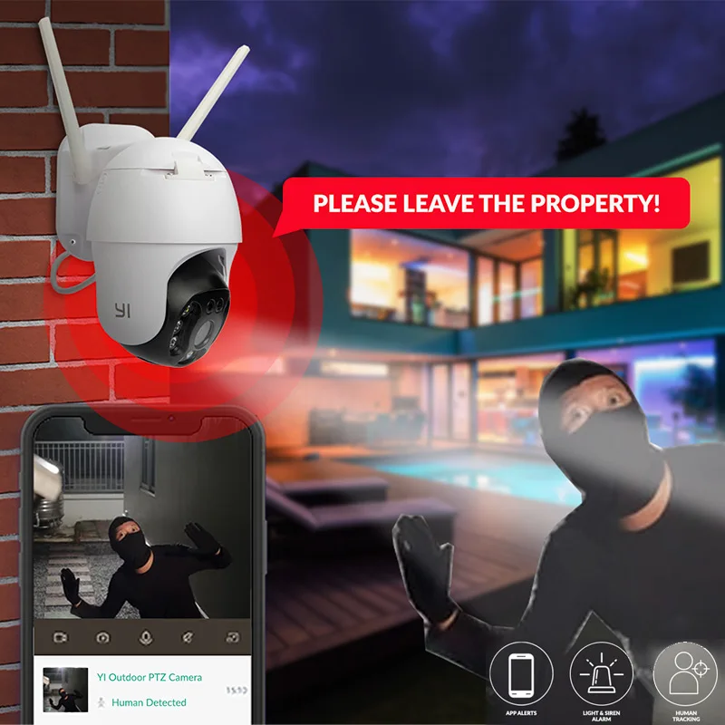 YI PTZ наружная камера Wifi 1080P цифровой зум AI человеческое автоматическое