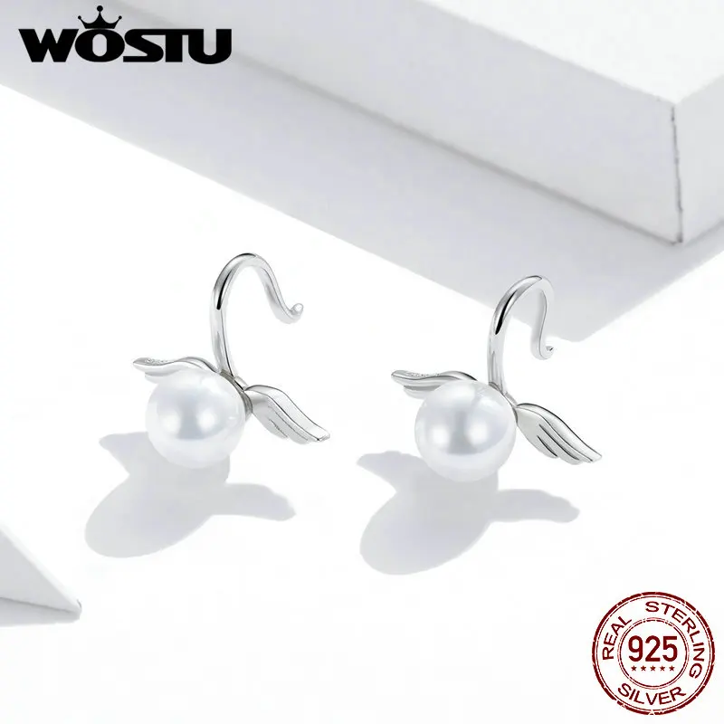 Женские серьги гвоздики WOSTU в виде крыльев Ангела из стерлингового серебра 925