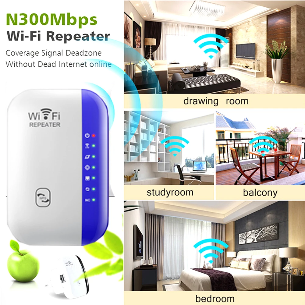 

Wireless WiFi Repeater WiFi Extender 300Mbps Router WiFi Signal Amplifier Signal Booster Long Range Wi-Fi Repeater Access Point