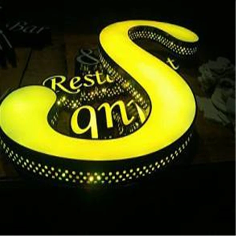 

Factoy Outlet Outdoor Acrylic side lit & front lit channel letter signs， LED shop signs for coffee store, barber, salon,