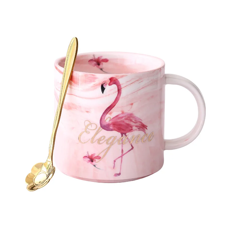 

Personality Cup Flamingo cup Bronzing marble cup Ceramic breakfast cup Milk cup Couple Cup Coffee mug