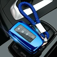 bule soft tpu remote smart key case cover bag holder chain for lexus es is nx200
