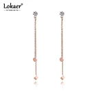 Женские серьги-подвески Lokaer, модные серьги из титановой нержавеющей стали с квадратами и фианитами, E19160