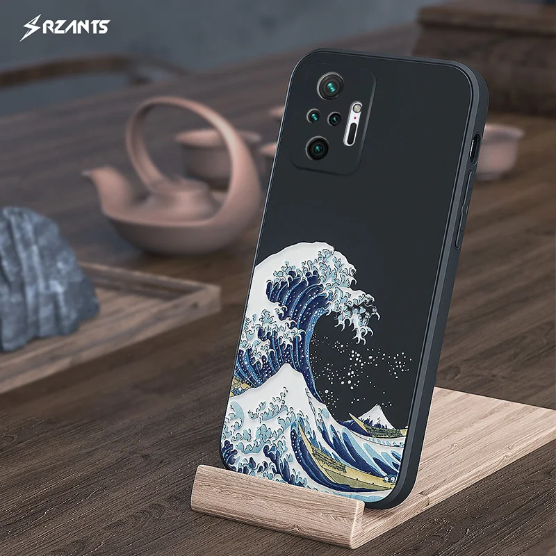 

Rzants [Japanese wave]For Xiaomi Redmi Note 10 10 Pro Max Soft Case Silicone relief Phone Case Cover Casing