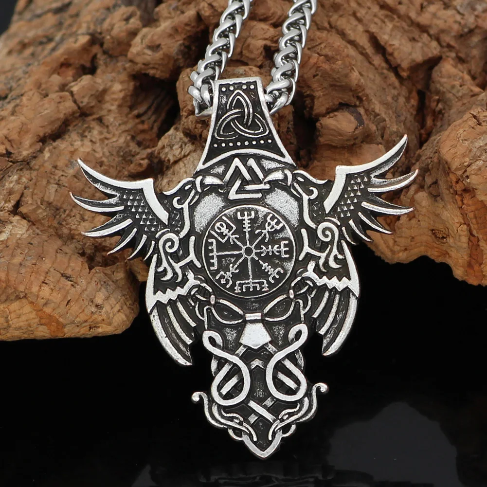 Норвежский викинг Huginn и Muninn valknut Vegvisir Подвеска Ожерелье викингов ювелирные