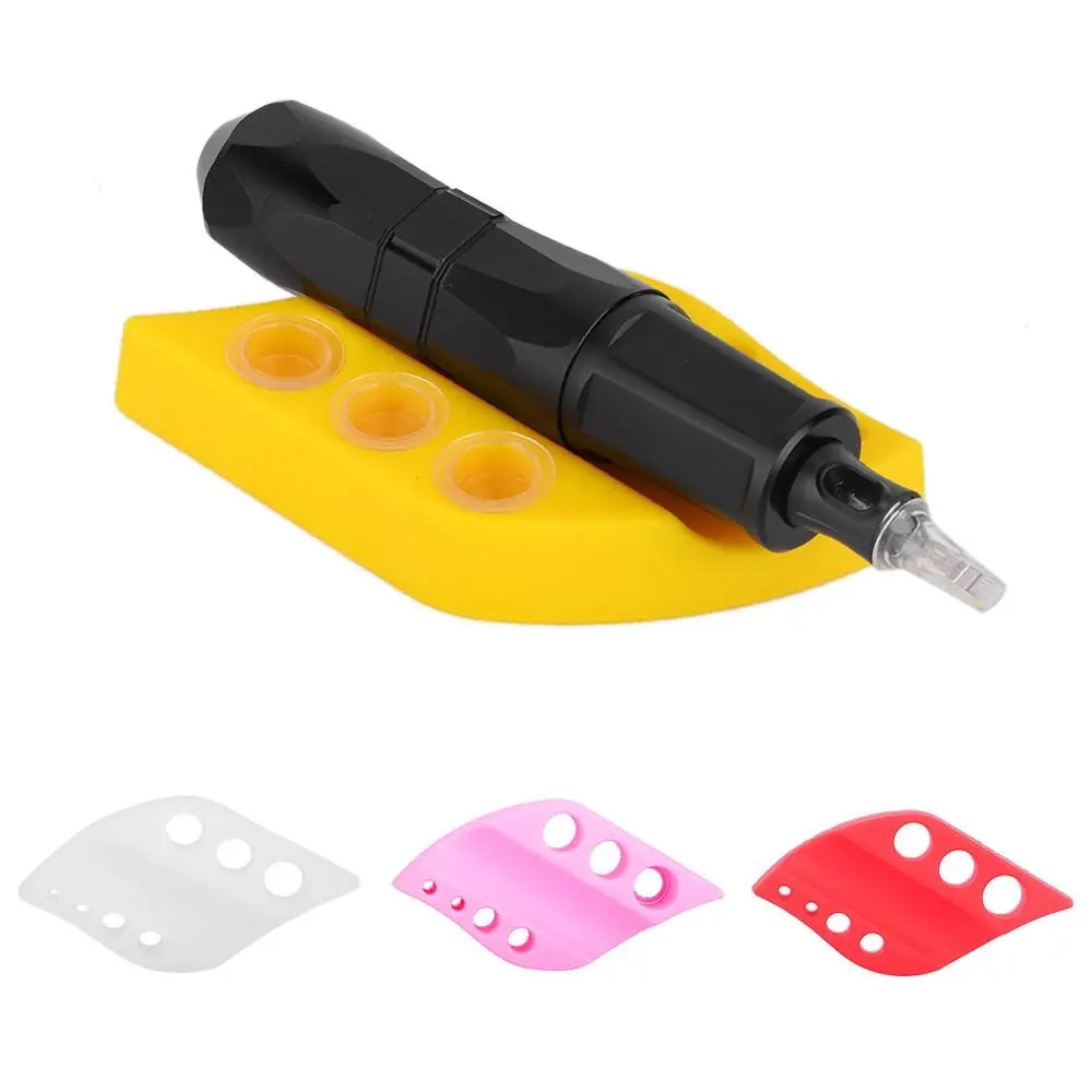 

New 4Color Silicone Flat Shaped Tattoo Pen Holder Microblading Pigment Ink Cup Tattoo Pen Stand Permanent Makeup Tattoo Supplies