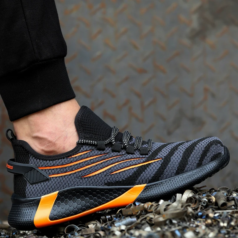

2021 Breathable Male Steel Toe Work Shoes Puncture-Proof Safety Shoes Man Work Sneakers Indestructible Safety Boots Male