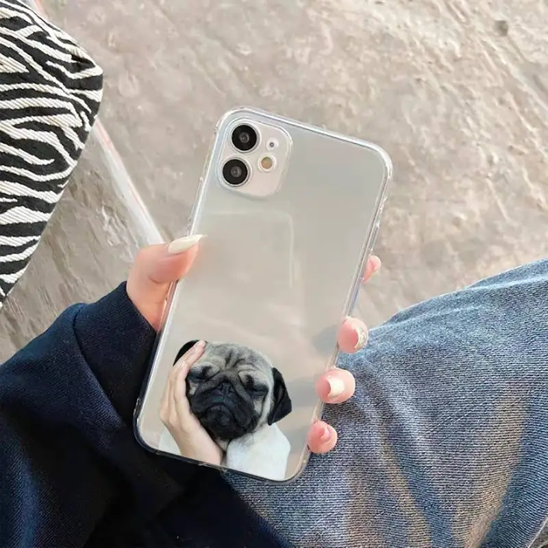 

Pug Dog French Bulldog Phone Case Transparent Clear for iPhone 11 12 mini pro XS MAX 7 8 6 6S Plus X 5S SE 2020 XR