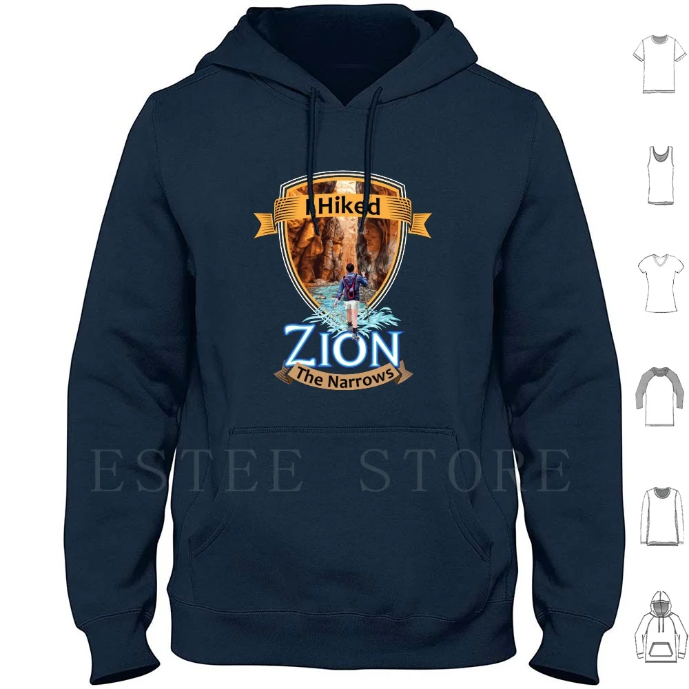 

Zion National Park I Hiked The Narrows Retro Vintage Badge Style Design Hoodie Long Sleeve Zion National Park Hiking Trail