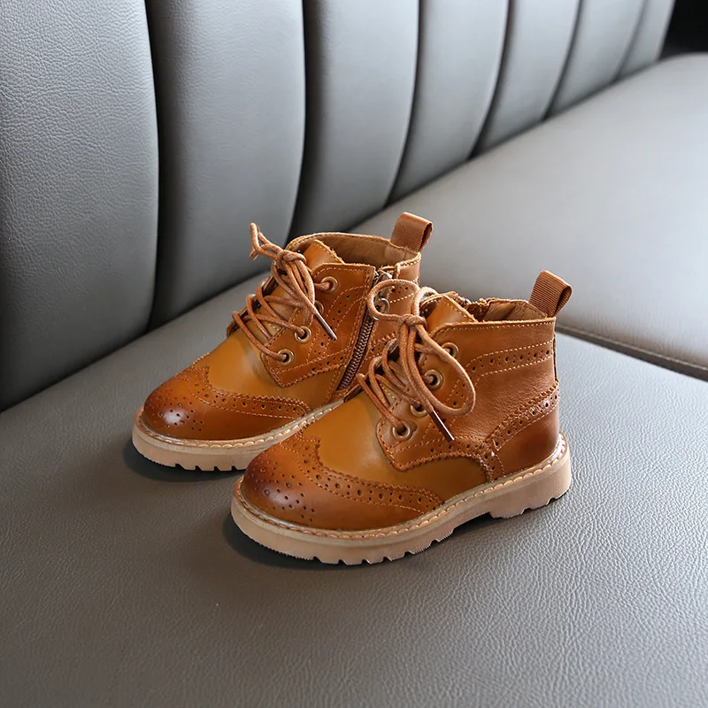 Детская обувь в стиле ретро Британский стиль Детские Ботинки Martin Сезон