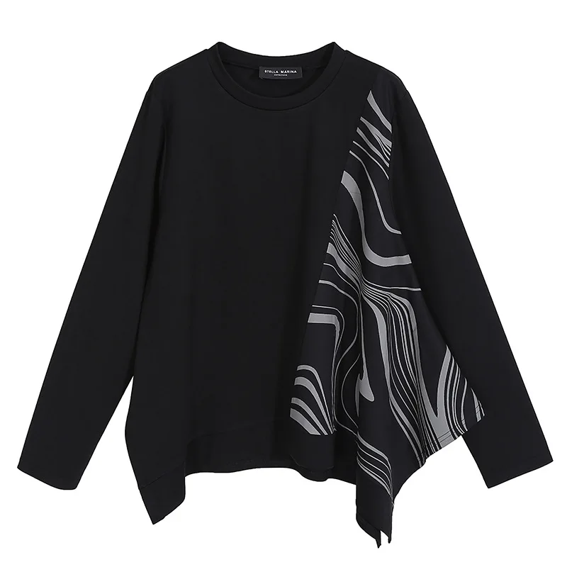

Asymmetric Hem Sweatshirt For Women O Neck Batwing Sleeve Casual Pullovers Loose Sweatshirts Female 2021 Spring New