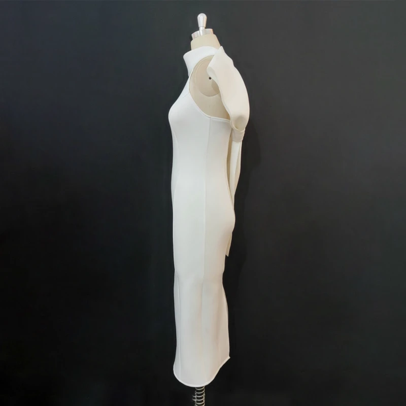 White Sexy Backless Long Dress Women 2020 New Sleeveless Slim Split Hip Fashion Ladies Back Zipper Big Bow Bodycon Vestido | Женская
