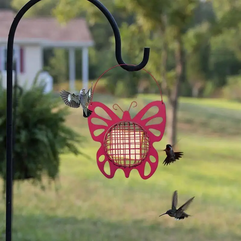 

1pcs Hanging Wild Bird Feeder Butterfly Shaped Bird Seed Feeder for Garden Decoration Outdoor Metal Automatic Bird Feeder