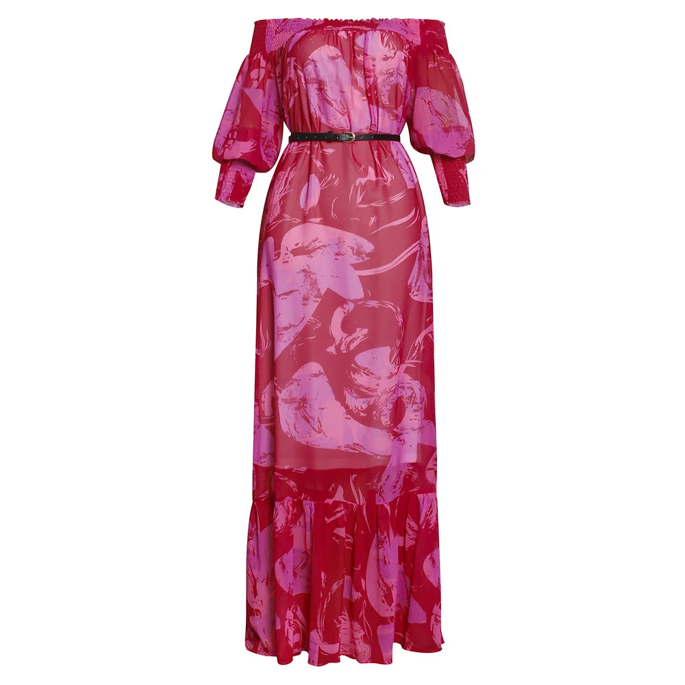 

Slash шеи с открытыми плечами в африканском стиле свадебное Элегантное Длинное платье для женщин с низким вырезом на спине ежедневно Вечеринк...