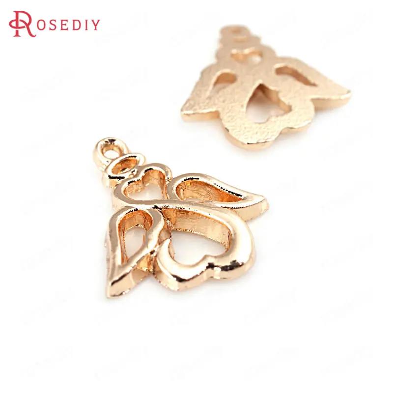 (D472) 10 штук 20x16 мм 24K цвет шампанского Золотой покрытием латунные амулеты ангелы