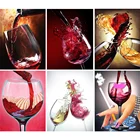 5D алмазная живопись сделай сам, квадратнаякруглая Алмазная вышивка, винный бокал, украшение для дома стразы, мозаичная картина, Новогодний подарок