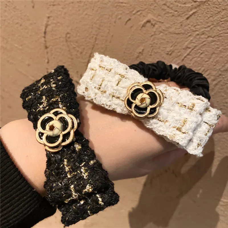 Женские резинки для волос девочек эластичные корейские с камелией цветами