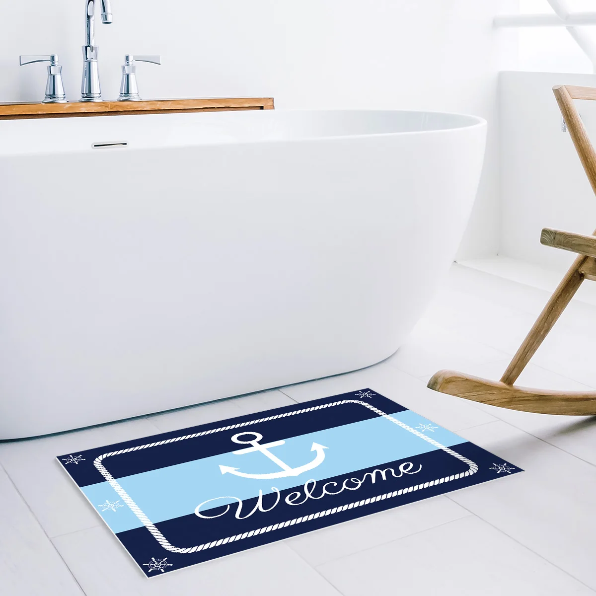 Добро пожаловать коврик для ванной дверной с якорем нескользящий ковер