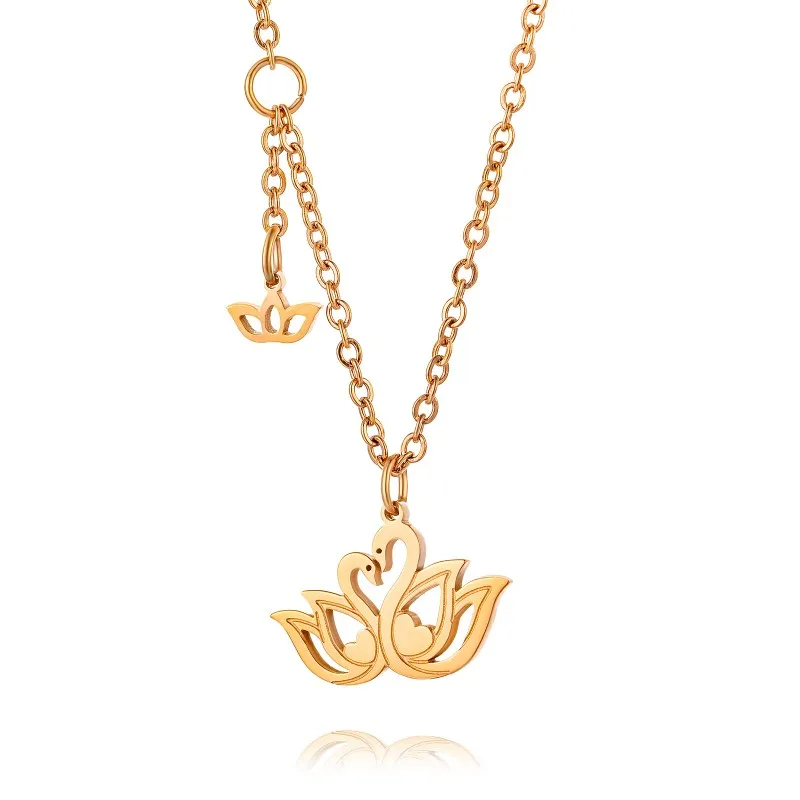 Пара Ожерелья с дизайном Лебедь Подвески подарок для возлюбленной нержавеющей