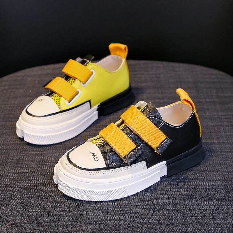 Spring Autumn Color Matching Air Mesh PU Leather Little Girls Boys Sports Casual Toddler Sneakers Children Kids Shoes |