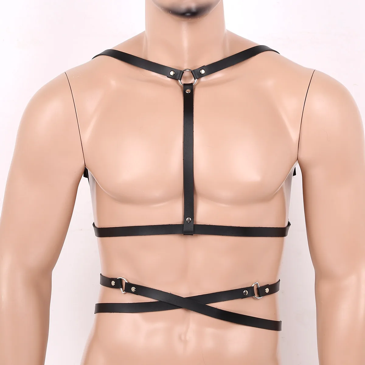 Men Punk Gothic Chest Harness Belt PU Leather Adjustable Body Cage Garter Male Sexy Cosplay Club Straps Suspenders | Тематическая