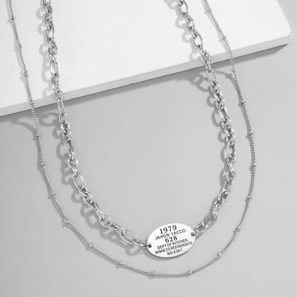 

SHIXIN 2 Pcs/Set Separable Stainless Steel Chain Short Choker Necklace Colar for Women/Men Fashion Layered Necklace Jewelry 2020