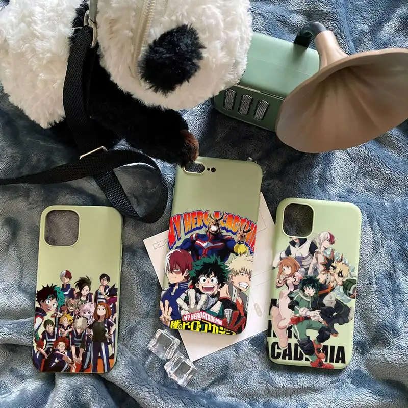 

My Hero Academia anime Phone Case Candy Color for iPhone 6 7 8 11 12 s mini pro X XS XR MAX Plus