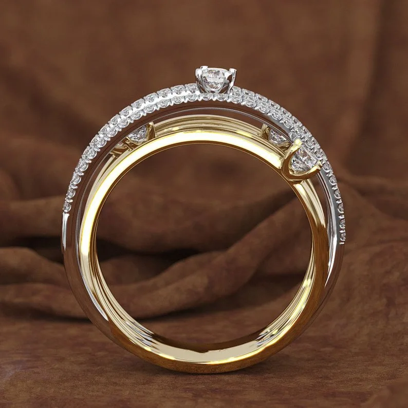 14K 3 цвета s Золотое кольцо для женщин топаз 1 карат драгоценный камень Bizuteria Anillos