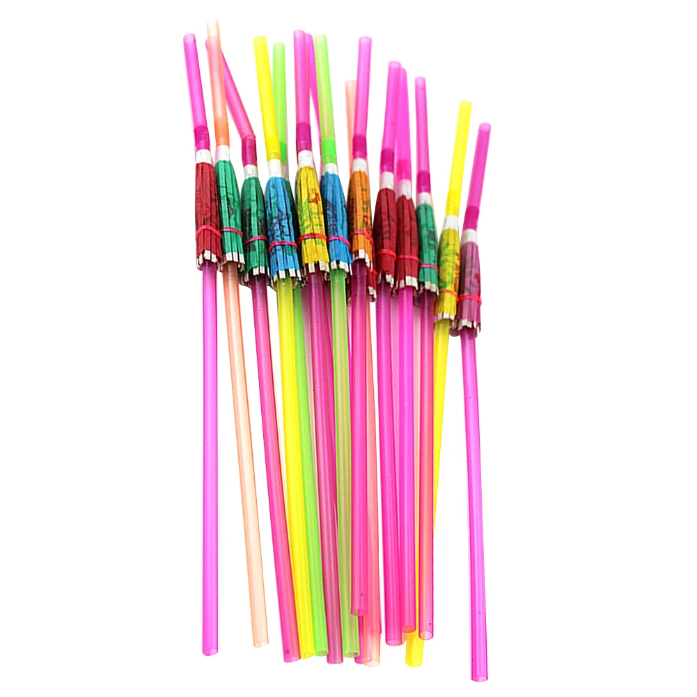 

50pcs Cocktail Colorful Disposable Straw Fluorescent Club Supplies Drinking 3D Tropical Party Decoration Wedding Bar DIY