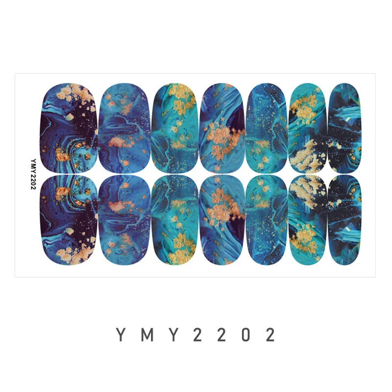 14 подсказок/лист акварельные мраморные градиентные наклейки для ногтей Цветущая