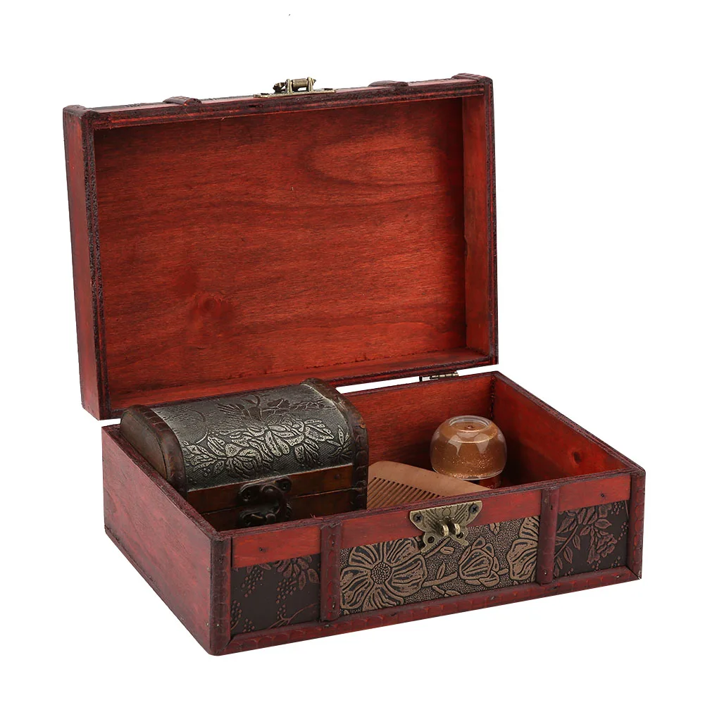 

Vintage Wooden Storage Box Large Size Book Jewelry Storage Box Organizer