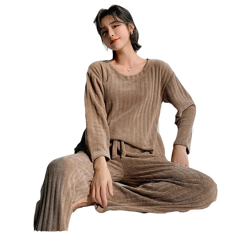 New Women Winter Velvet Pajamas Set Warm Homewear Ladies Winter Home Clothes Female Pajamas Set Women Lounge Wear Warm Home Suit