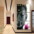 HD холст Художественная живопись для гостиной настенный Декор 3 шт. голова Будды и цветок