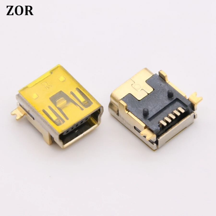 10 шт./лот USB разъем MINI 5P SMD интерфейс 5Pin Тип B Dip 4 ножки фиксированный правый угол PCB