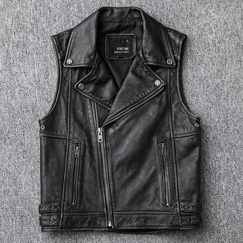 Мотоциклетный жилет в стиле ретро по доступной цене винтажная кожаная куртка