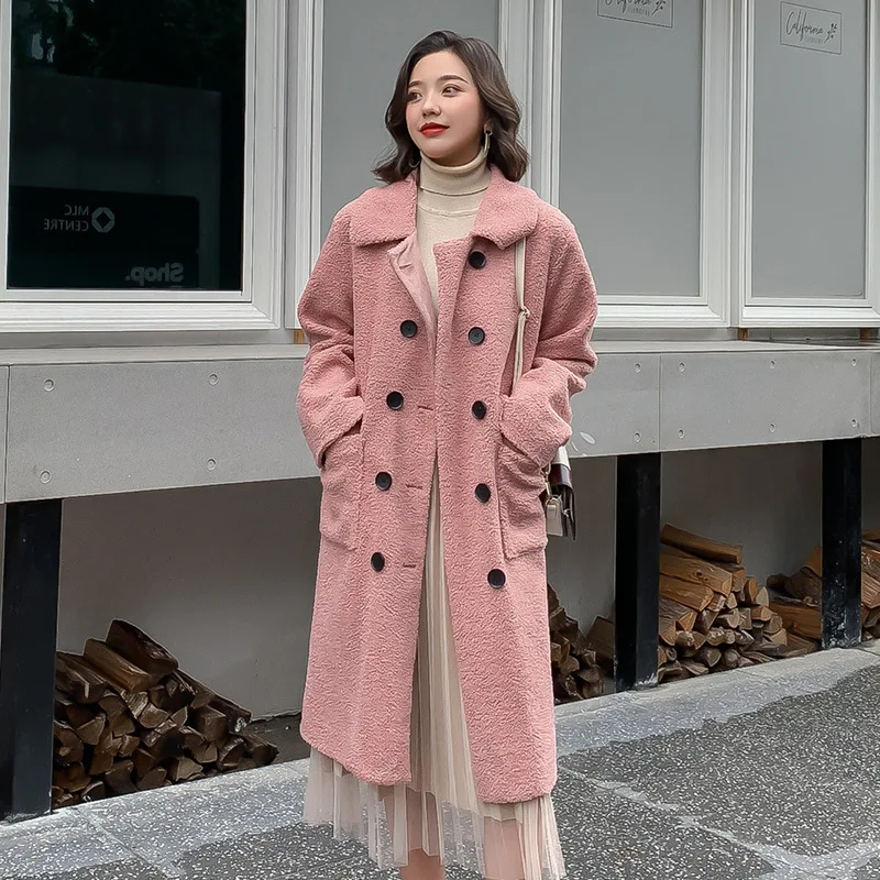 

New Nice Autumn Winter Faux Lamb Velvet Coat Women Casual Long Loose Blends Women's High Quality Luxury Plush Coats Lady Jackets