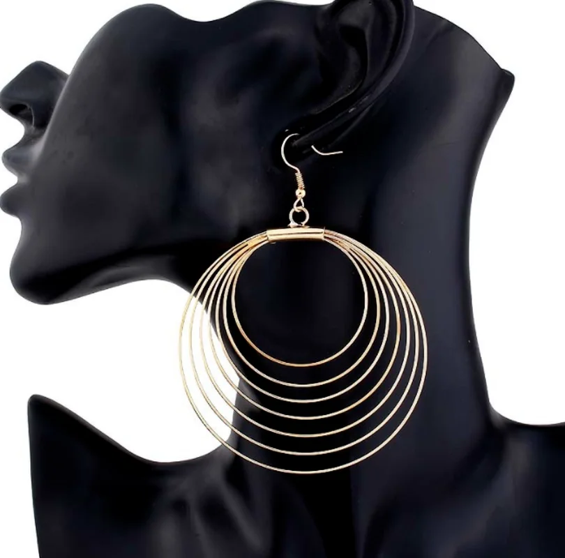 

New Fashion Metal Simple Hollow Round Dangle Earringsfor Women Ear Jewelry