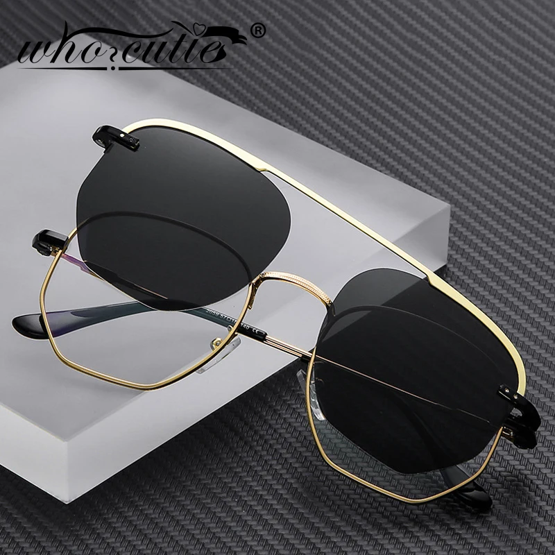 WHO CUTIE 2020 Fashion Polarized Clip on Round Style Sunglasses Vintage Removable Lens Brand Design Sun Glasses Shades Men S166 |