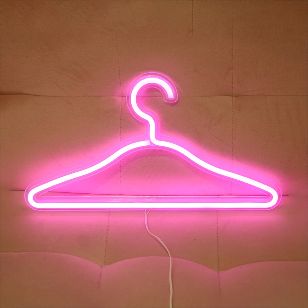

LED Neon Light Clothes Stand Hanger Night Lamp USB Powered Home Bedroom Wedding Clothing Store Art Wall Decor Xmas Gift