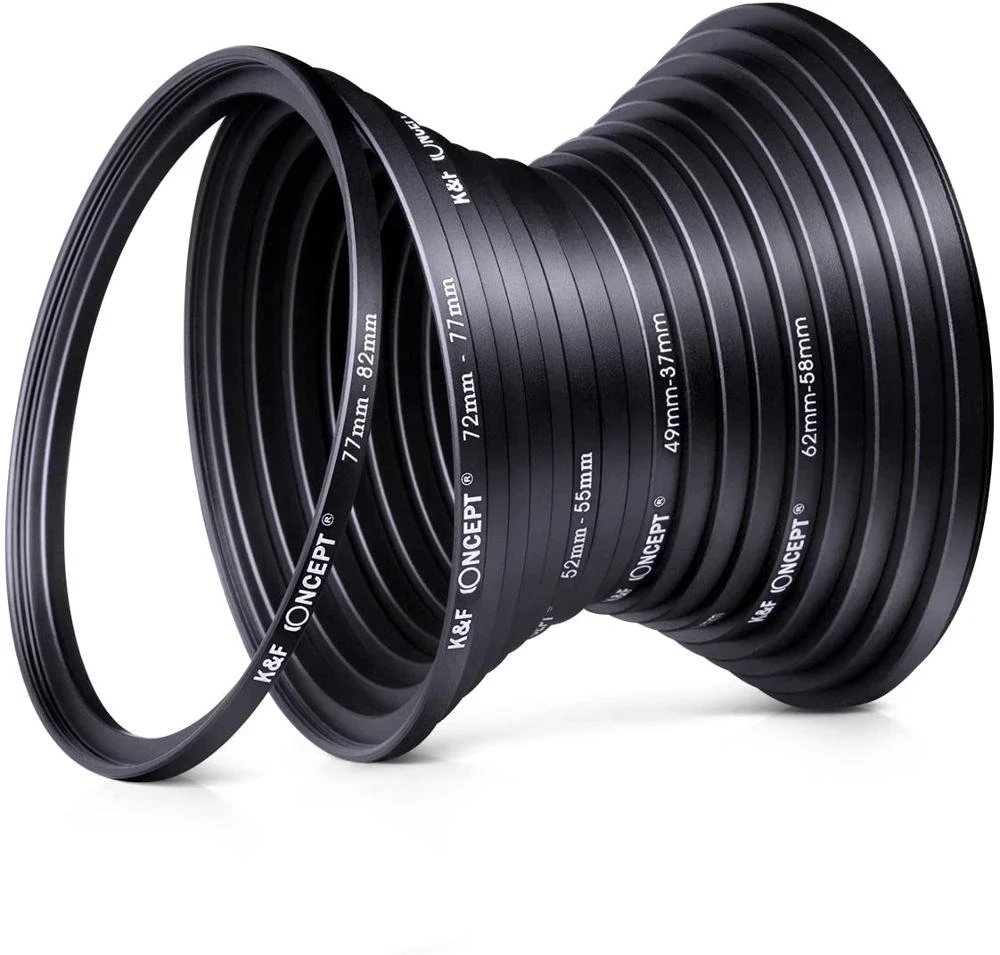 K&ampF CONCEPT 18pcs Camera Lens Filter Step Up Down Adapter Ring Set 37-82mm 82-37mm for ND CPL UV | Электроника