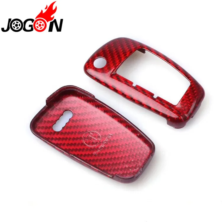 Красный чехол из углеродного волокна для автомобильного ключа с дистанционным