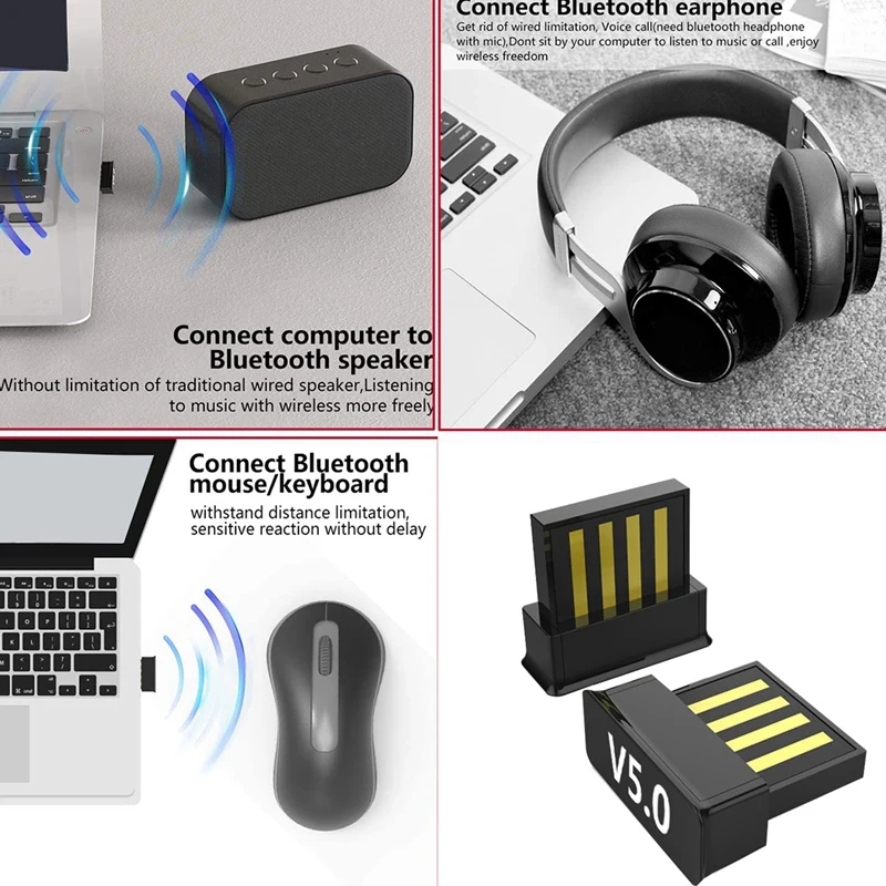 Bluetooth Dongle 5.0 USB Transmitter Receiver for Speaker Headset Keyboard Mouse and More Plug Play | Электроника